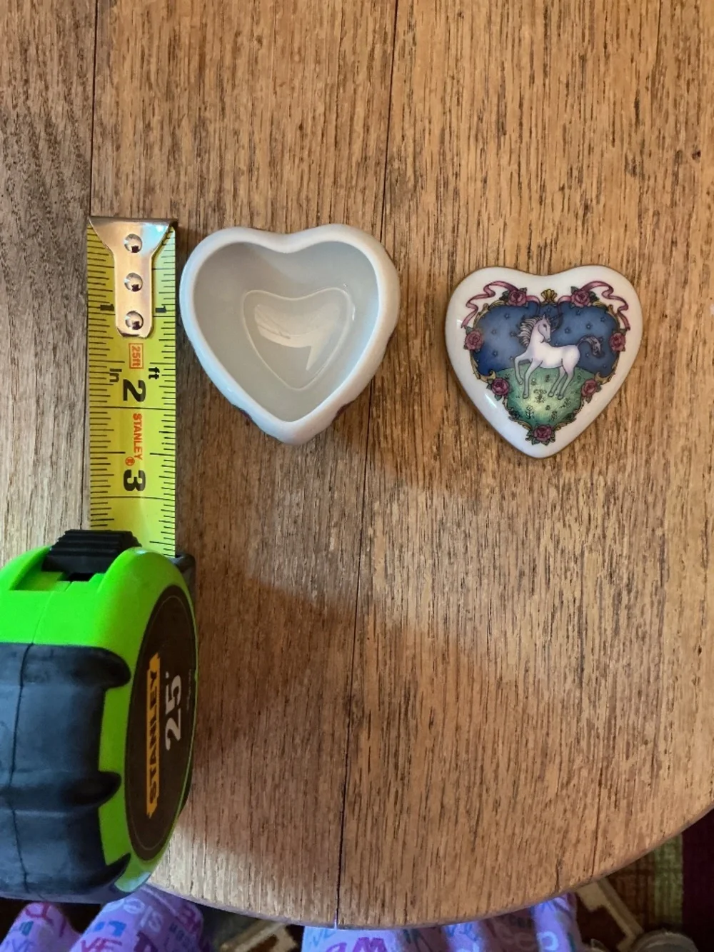 Vintage 1983 Franklin Mint Porcelain Heart Shaped Unicorn Jewelry Trinket Box